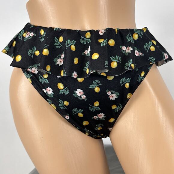 Victoria’s Secret Swim Bikini Bottom Size Medium Size Medium Lemons Ruffle Sexy - Picture 1 of 7